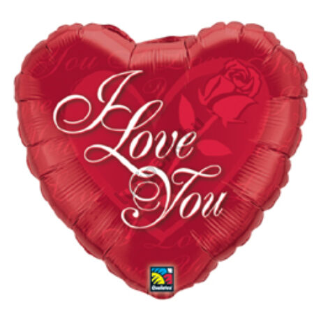 18 inch-es Rózsás szív- I love you Red