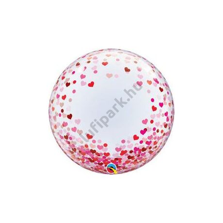 szivecske mintás deco bubble lufi pink és piros szivekkel