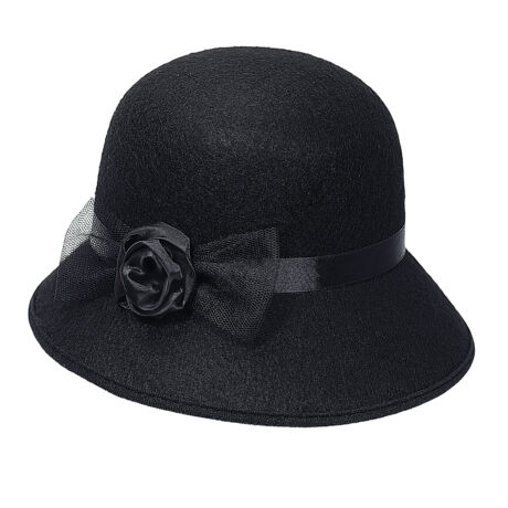 Fekete rózsás charleston kalap