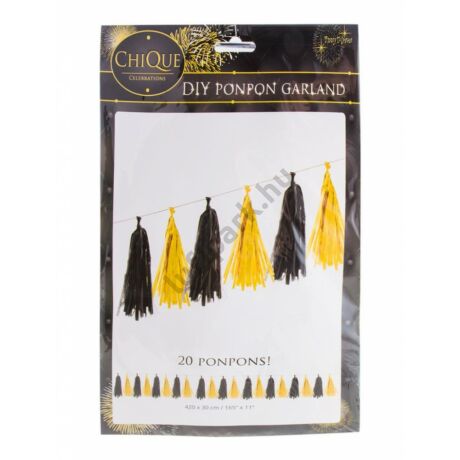 ARANY FEKETE POM POM GIRLAND