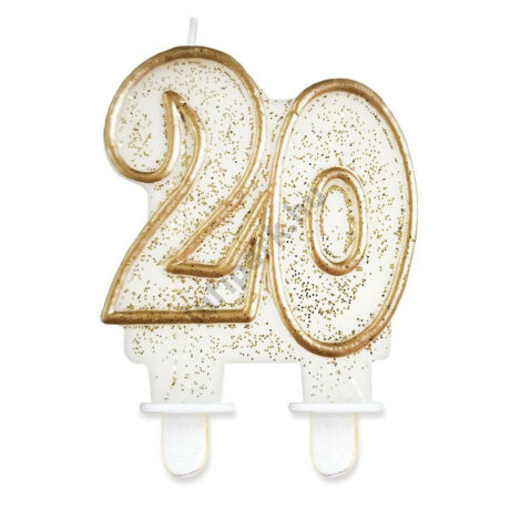 20 ÉVSZÁMOS GLITTERES GYERTYA TORTÁRA