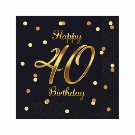 40-es fekete pöttyös HB szalvéta 20db/3r