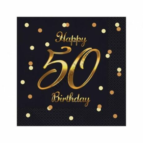 Szalvéta fekete arany pöttyös 50-es 20db