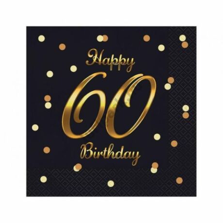 60-as fekete pöttyös HB szalvéta 20db/3r