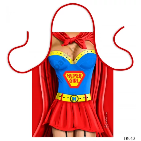 Teli mintás kötény 50 cm x 70 cm - Super Girl – Szexi Kötény Nőknek