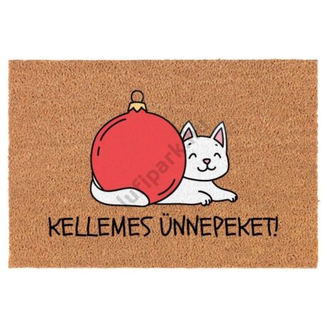 Lábtörlő macskával, &quot;Kellemes Ünnepeket&quot; felirattal 40x60 cm