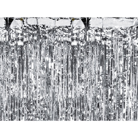 Party függöny, ezüst, 90 X 250 cm