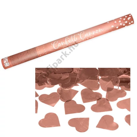60 cm-es rosegold szív konfettiágyú