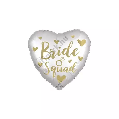 18 inch-es Satin Bride Squad Szív Fólia Lufi Lánybúcsúra