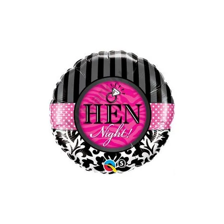 18 inch-es Hen Night! Damask & Stripes Fólia Léggömb Lánybúcsúra