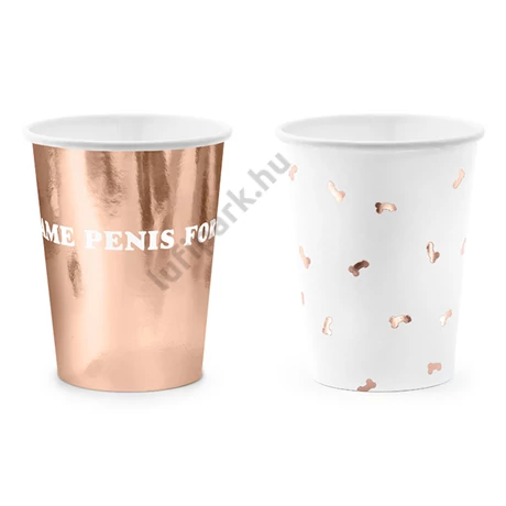Party pohár, rosegold és fehér mix, Same penis forever!, 6db/cs, 220 ml