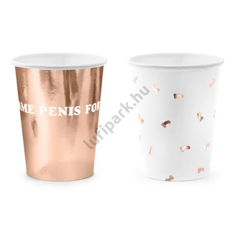 Party pohár, rosegold és fehér mix, Same penis forever!, 6db/cs, 220 ml