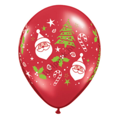 11 inch-es Santa és Christmas Tree Karácsonyi Ruby Red Léggömb
