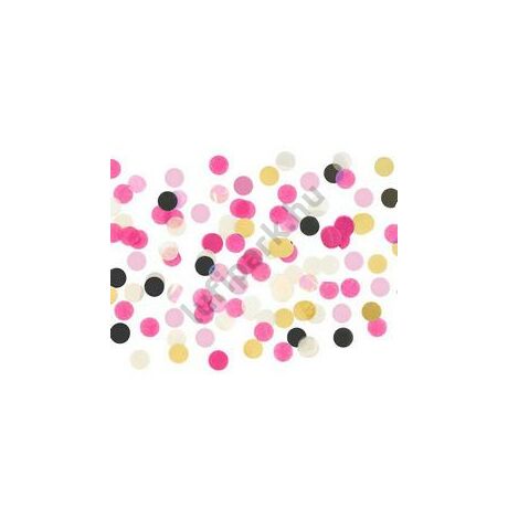 Nagy Kerek Pink-Fehér-Fekete-Arany Papír Parti Konfetti - 15 gramm