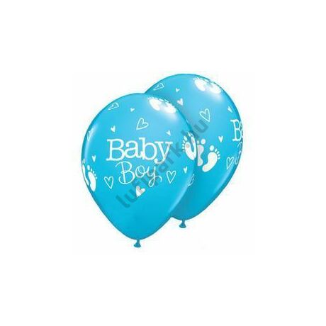 11 inch-es Baby Boy Footprints &amp; Hearts Robins Egg Blue Lufi 