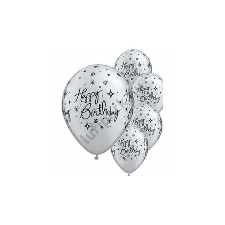 11 inch-es Birthday Elegant Sparkles Silver Szülinapi Lufi