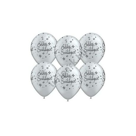 11 inch-es Boldog Szülinapot Silver- Ezüst Lufi