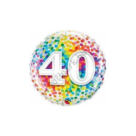 18 inch-es 40 Rainbow Confetti Szülinapi Fólia Lufi