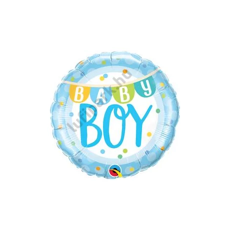 18 inch-es Baby Boy Banner & Dots Fólia Lufi Babaszületésre