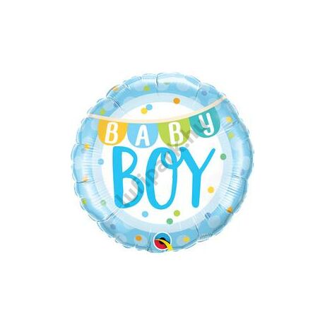 18 inch-es Baby boy banner&dots fólia