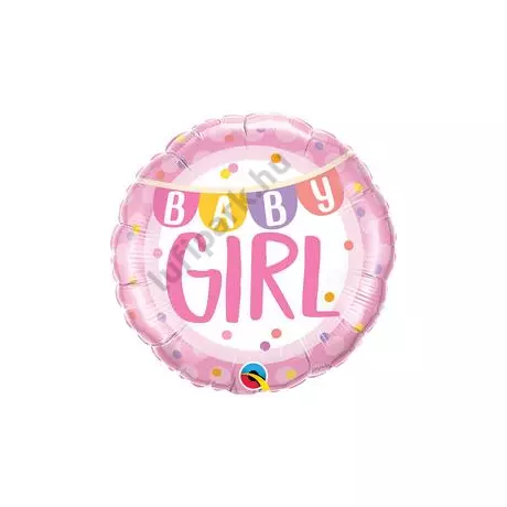 18 inch-es Baby Girl Banner & Dots Fólia Lufi Babaszületésre
