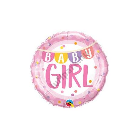 18 inch-es Baby girl banner&dots fólia