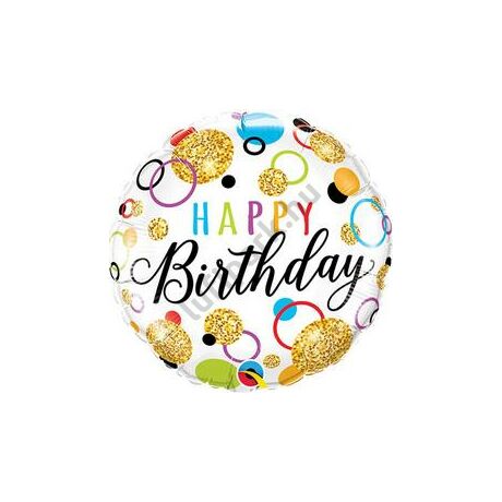 18 inch-es birthday glitter dots fólia