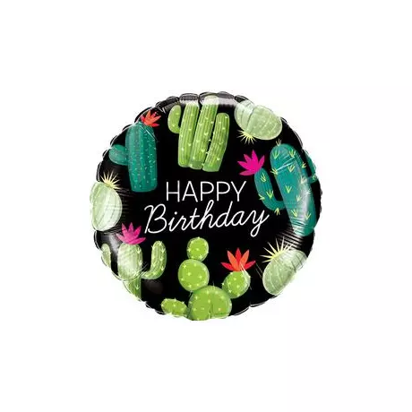 18 inch-es Cactuses - Kaktusz Mintás Happy Birthday Szülinapi Fólia Lufi