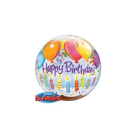 22 inch-es Birthday Balloons & Candles Szülinapi Bubbles Lufi