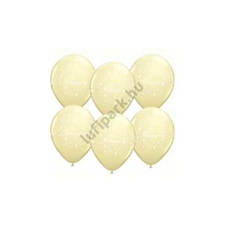 11 inch-es Sok Boldogságot Ivory Silk Virágmintás Lufi Esküvőre