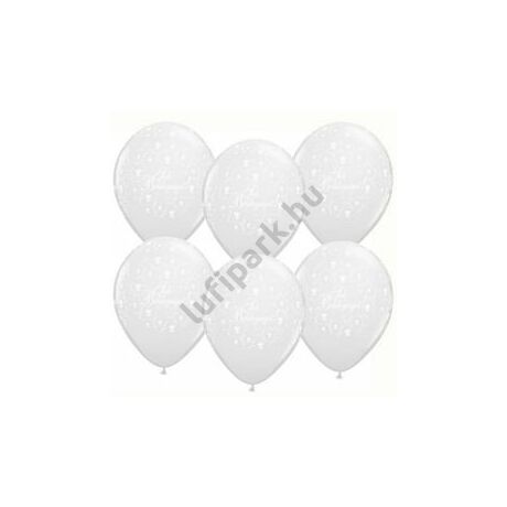 11 inch-es Sok Boldogságot Pearl White Esküvői Lufi