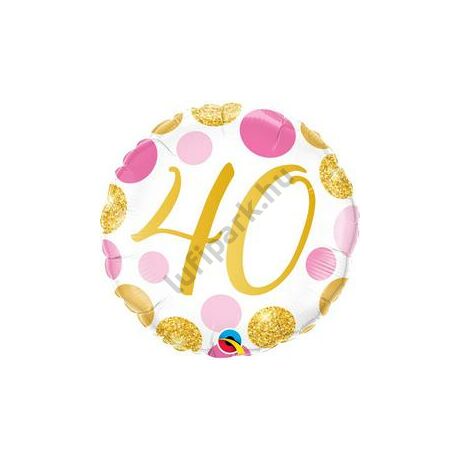 18 inch-es 40-es pink&gold dots számos