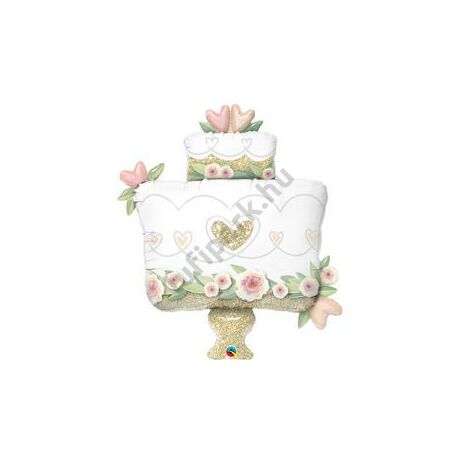 41 inch-es Glitter Gold Wedding Cake Esküvői Fólia Lufi