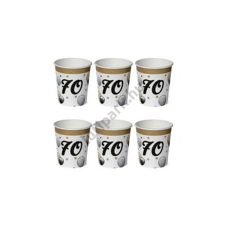 70-es Számos Szülinapi Elegáns Léggömbös Parti Papír Pohár - 250 ml, 6 db-os