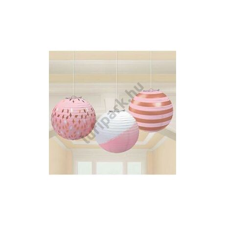 Rosegold arany lampion 24 cm, 3 db-os