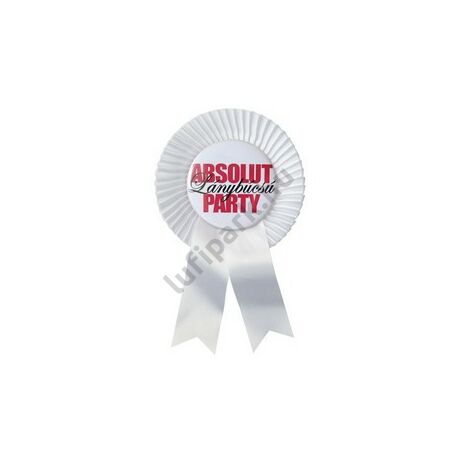Fehér szalagos absolut party kitűző