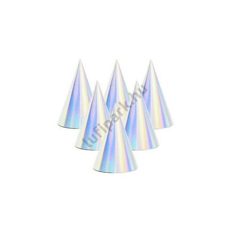 Kalap papír hologramos ezüst 6 db