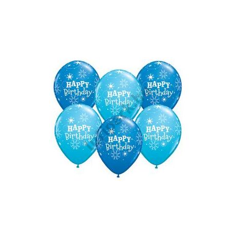 11 inch-es Birthday Sparkle Dark Blue &amp; Robin's Egg Blue Szülinapi Lufi
