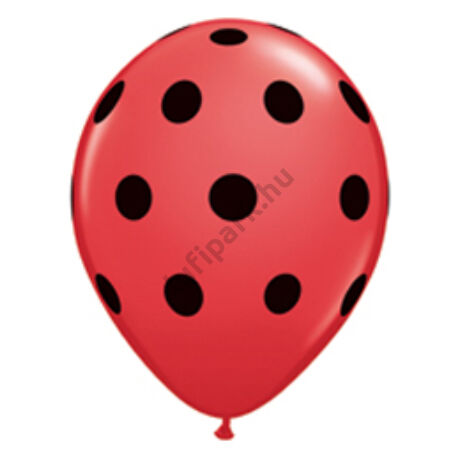 11 inch-es Big Polka Dots Red/Black Pöttyös Lufi