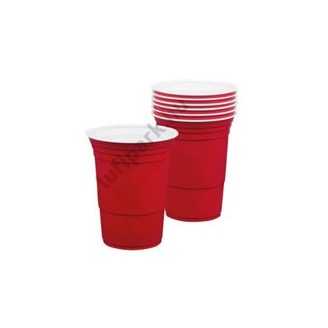Piros Amerikai Műanyag Parti Pohár - 400 ml, 6 db-os
