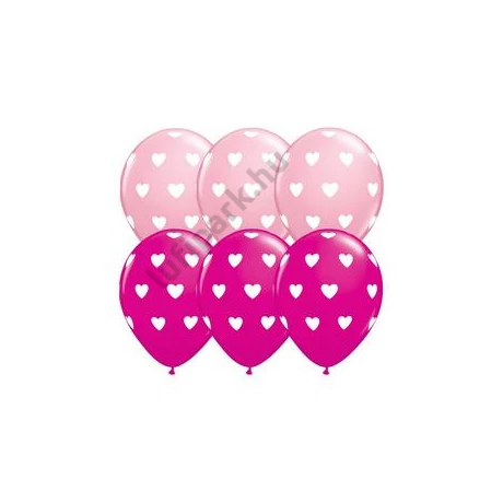 11 inch-es Pink and Berry Big Hearts Szives Lufi