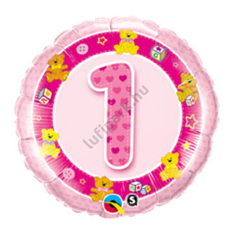 18 inch-es Rózsaszín Macik - Age 1-es Pink Teddies Szülinapi Számos Fólia Lufi