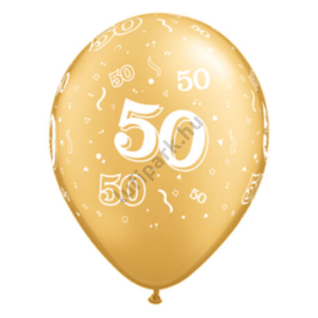 11 inch-es 50-es printelt Metallic Gold Szülinapi Számos Lufi