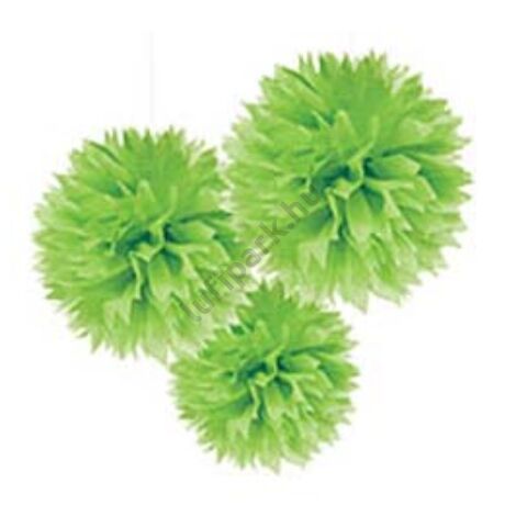  Zöld Bolyhos Függő Dekoráció - 41 cm, 3 db-os