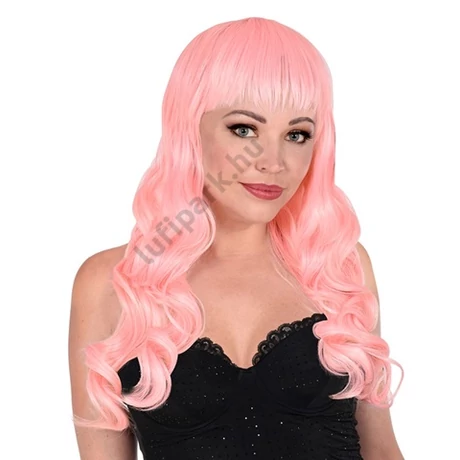 pink hullámos hosszú női paróka