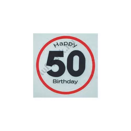 Happy Birthday 50. Számos Sebességkorlátozó Születésnapi Party Szalvéta - 33 x 33 cm, 20 db-os