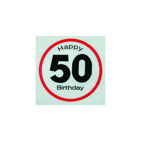 Happy Birthday 50. Számos Sebességkorlátozó Születésnapi Party Szalvéta - 33 x 33 cm, 20 db-os