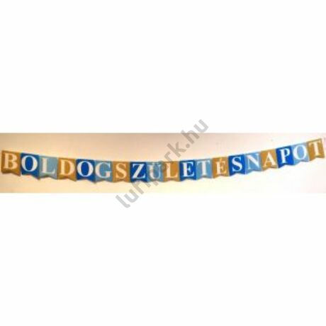 ZÁSZLÓFÜZÉR, "BOLDOG SZÜLETÉSNAPOT", KÉK, 4,8 M