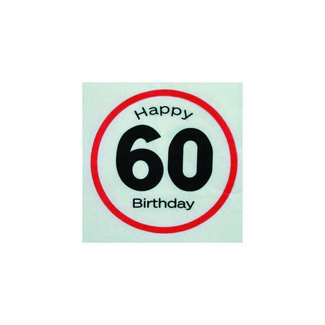Happy Birthday 60. Számos Sebességkorlátozó Születésnapi Party Szalvéta - 33 x 33 cm, 20 db-os