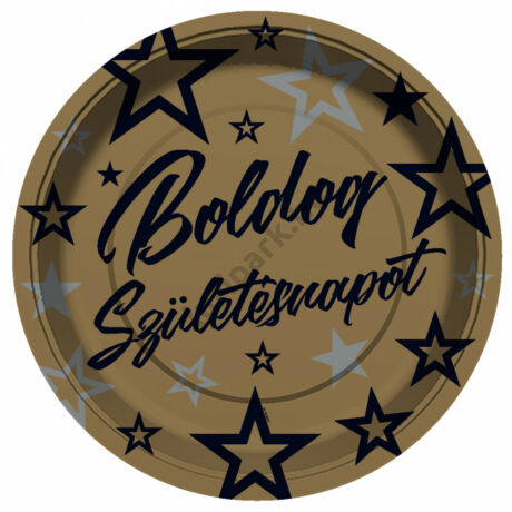 PARTI TÁNYÉR, &quot;BOLDOG SZÜLETÉSNAPOT&quot;, ARANY-CSILLAGOS